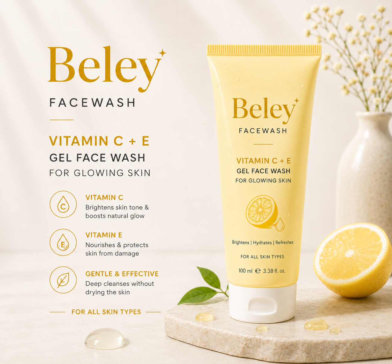 Vitamin C + E Gel Face Wash for Glowing Skin