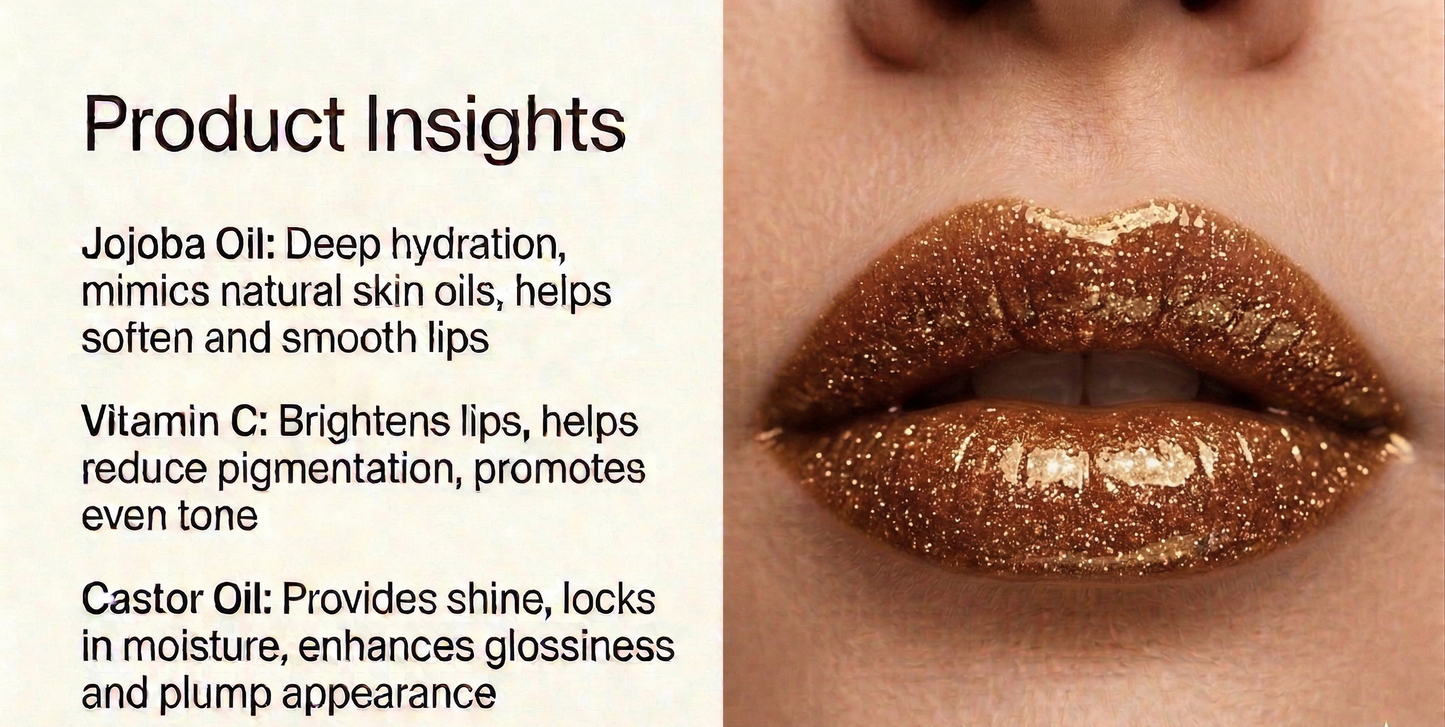 BELEY Glitter Lip Oil – Gold Shimmer
