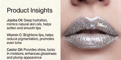 BELEY Glitter Lip Oil – Silver Iridescent Shimmer