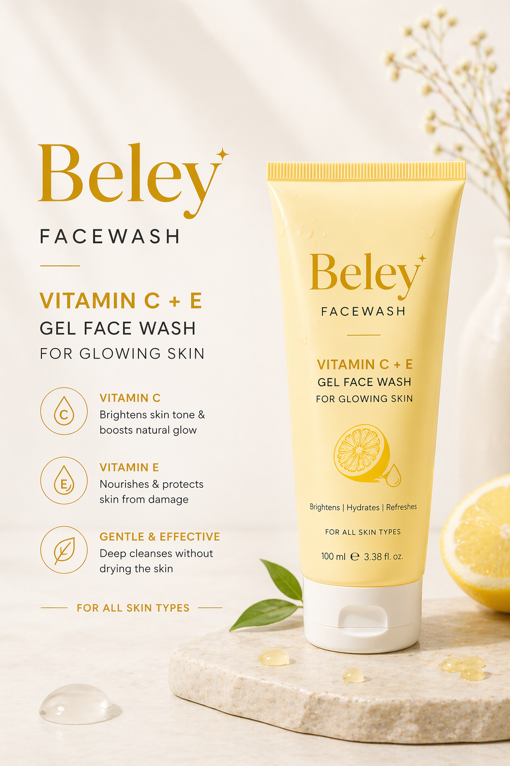 Vitamin C + E Gel Face Wash for Glowing Skin