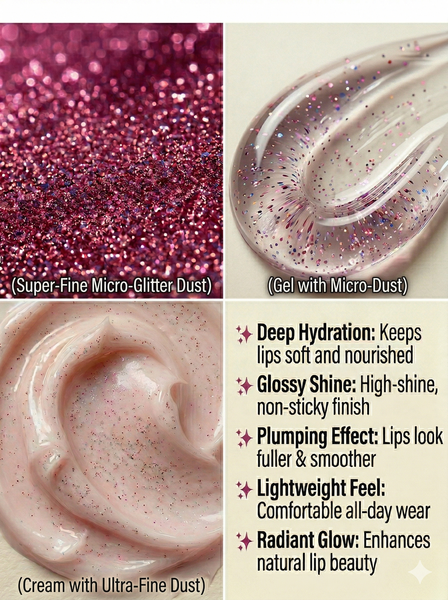 BELEY Glitter Lip Oil – Plum Purple Iridescent Shimmer