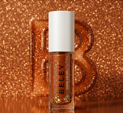 BELEY Glitter Lip Oil – Rust Orange Terracotta Shimmer