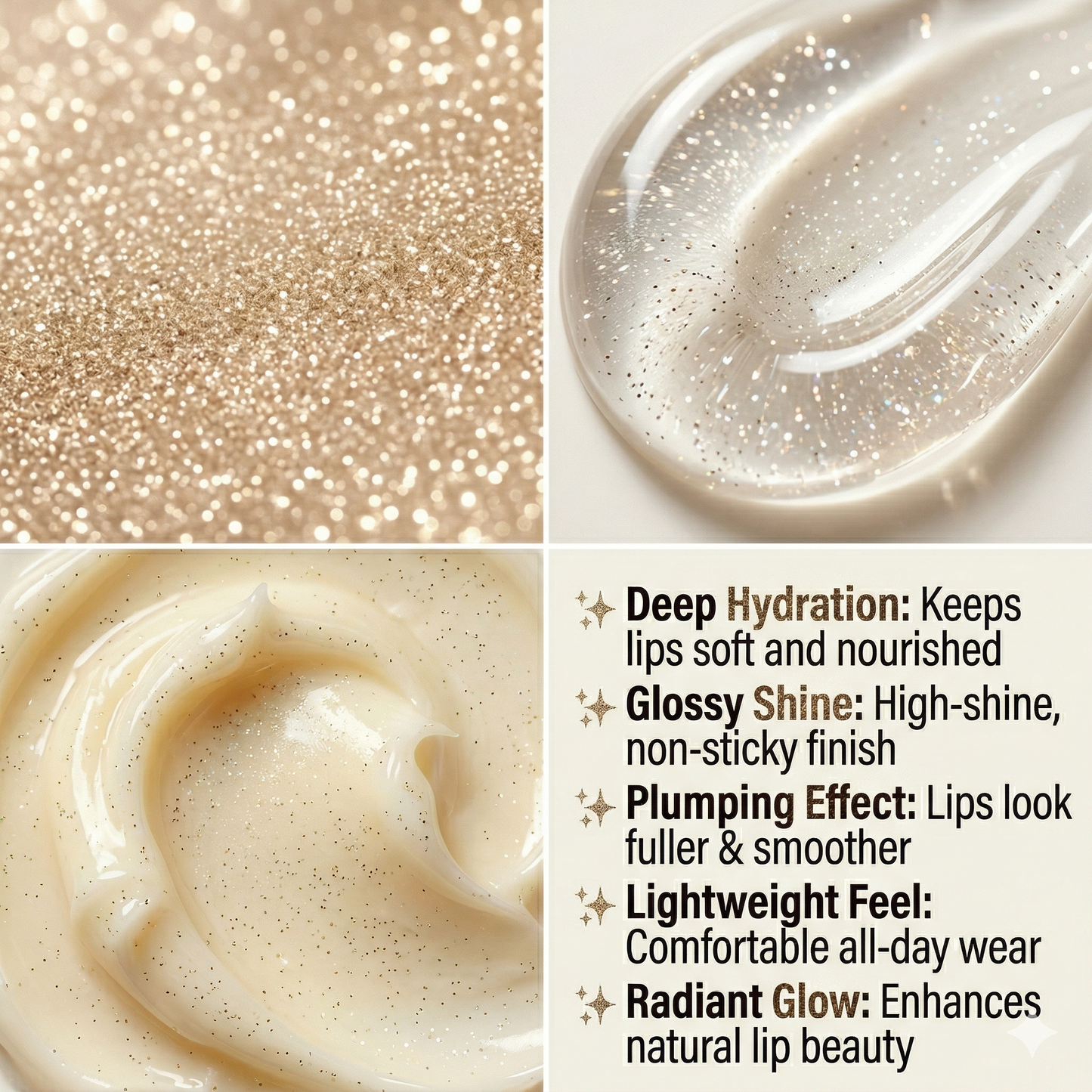 BELEY Glitter Lip Oil – Gold Shimmer