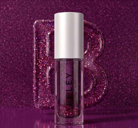 BELEY Glitter Lip Oil – Plum Purple Iridescent Shimmer