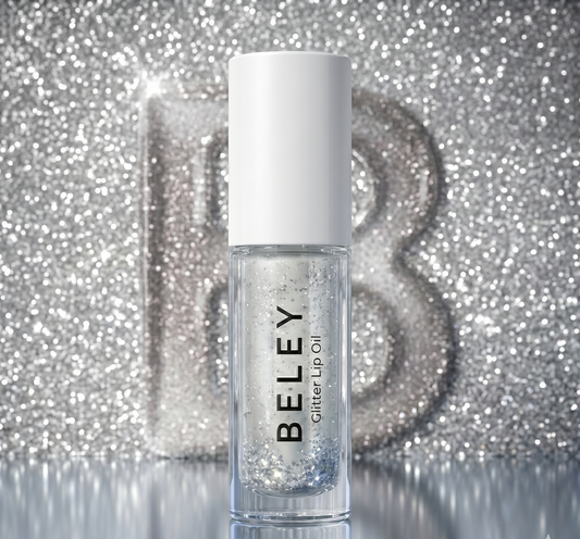 BELEY Glitter Lip Oil – Silver Iridescent Shimmer
